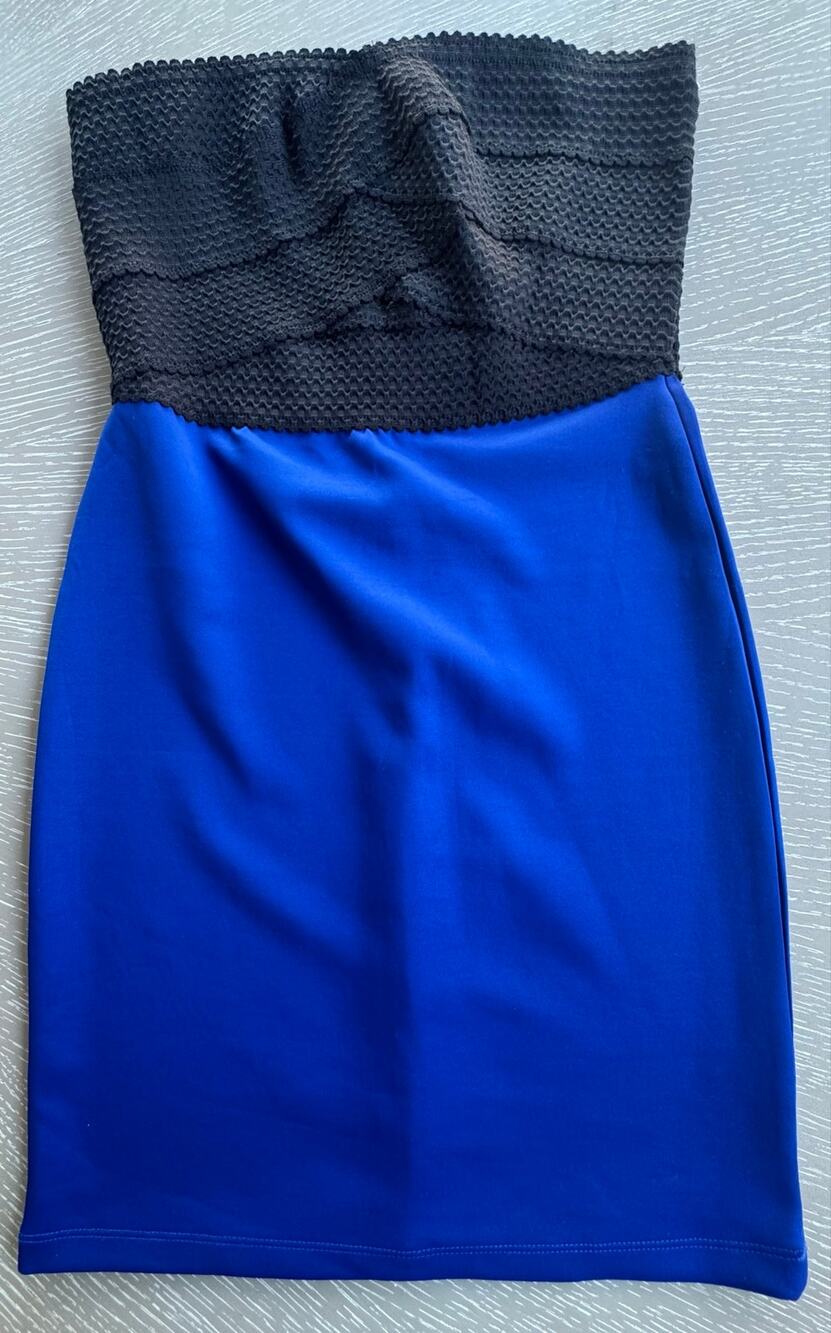 Trixxi Strapless Colorblock Bodycon Mini Dress Black Royal Blue Juniors S 5
